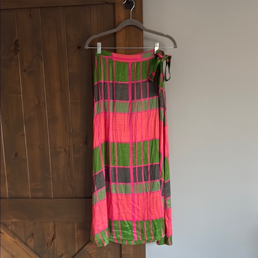 Anthropologie Conditions Apply Wrap Skirt | Pink, Green and Gray | Size S